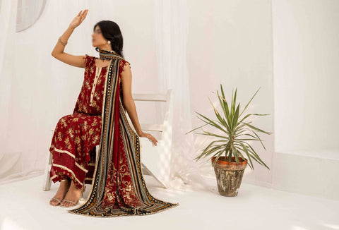 RESHAM LINEN PRINT DROP I COLL BY FIRDOUS D-11