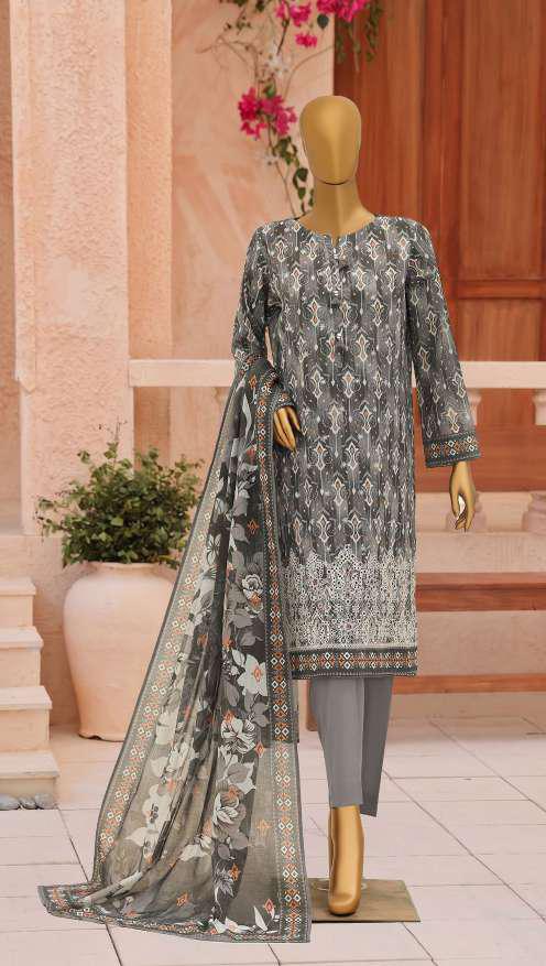 ASASA by HZ Textiles | Digital Printed Embroidered 3 Piece Unstitched Lawn Suit D-10