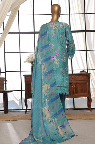 Sadabahar PrintKari With Chiffon Dupatta Stitched 3 Pcs D-03