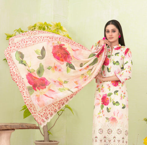 Erva Embroidered Lawn Digital Print By Tawakkal D-02