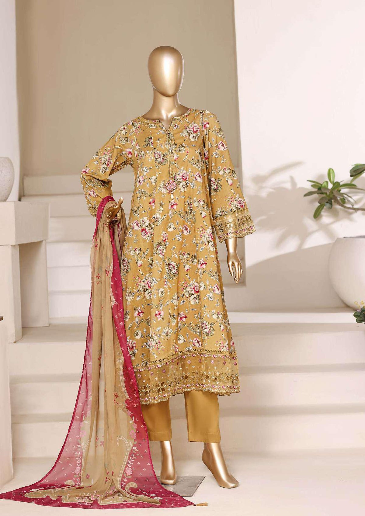 Sadabahar Peplum Embroidered Lawn Stitched 3 Piece Suit D-1