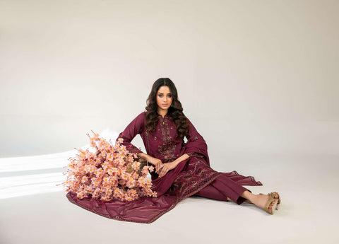 Amberea by Tawakkal Fabrics | Fancy Embroidered Lawn 3 Piece Unstitched Suit D-2