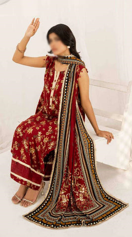 RESHAM LINEN PRINT DROP I COLL BY FIRDOUS D-11
