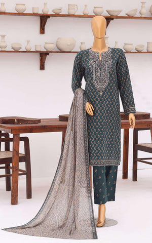 Premium Daily Wear by HZ Textiles | Embroidered Lawn 3 Piece Unstitched Suit D-12
