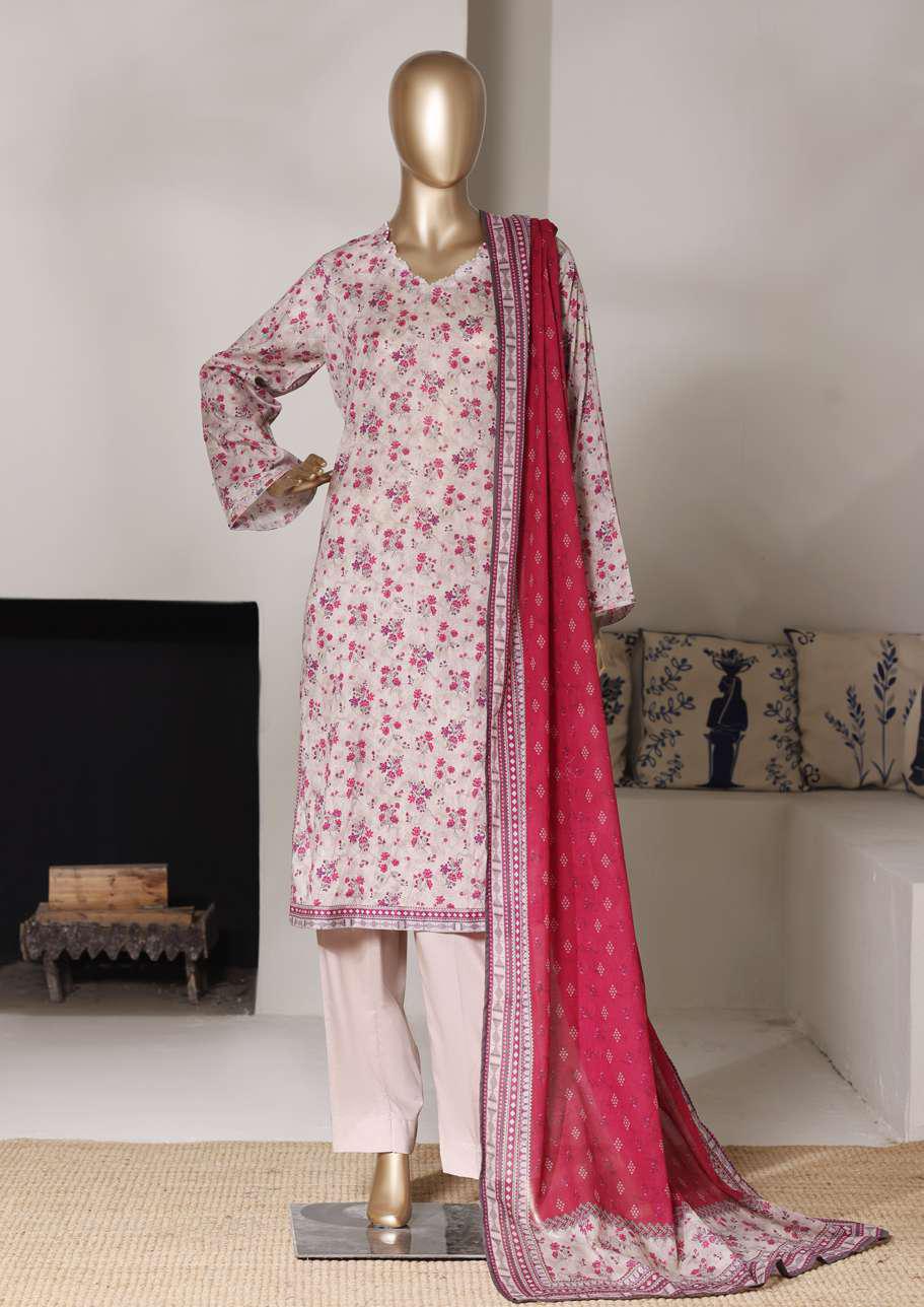Bin Saeed Printed Stitch Lawn 2026 | 3 Piece Stitched Suit D-7