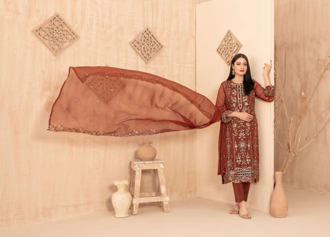 Afsanay by Tawakkal Fabrics | Fancy Embroidered Chiffon 3 Piece Unstitched Suit D-5