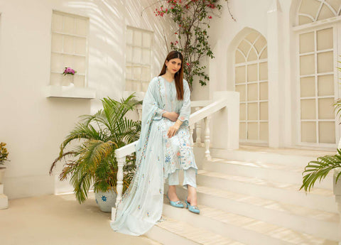 Elisol by Tawakkal Fabrics | Fancy Embroidered Slub Lawn 3 Piece Semi-Stitched Suit D-4