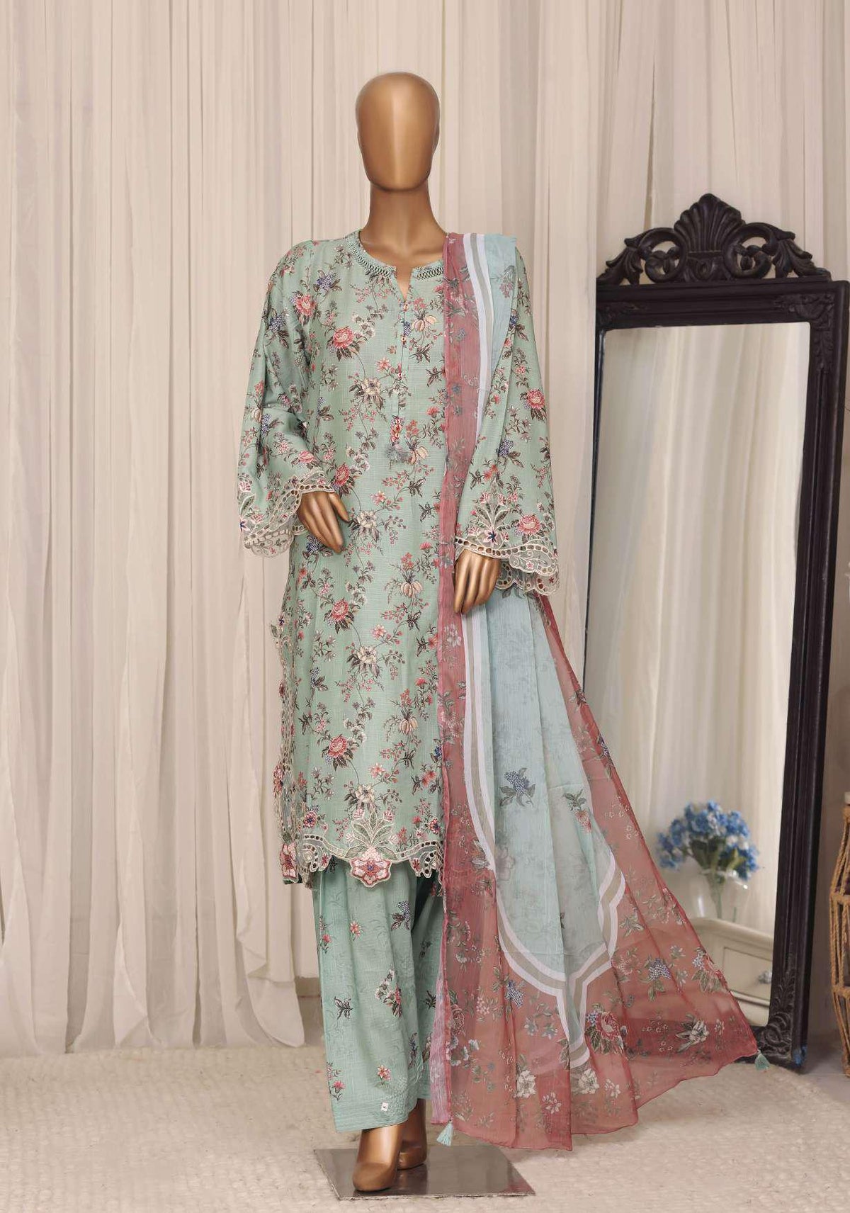 Raya by Sadabahar Collection-2 Embroidered Stitched 3 Piece Suit D-1