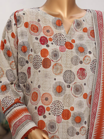 HZ Vital Prints Slub Lawn Dupatta  D-08