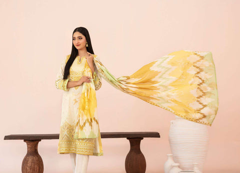 Jahzara by Tawakkal Fabrics | Embroidered Digital Printed Lawn 3 Piece Unstitched Suit D-1