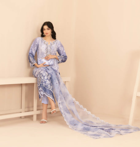 NAQSH Fancy Embroidered Organza Semi Stitched TK-03