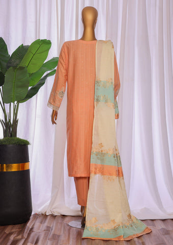 HZ Turkish Embroidered Jacquard Unstitched 3 Piece Suit D-2