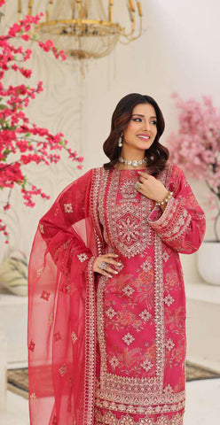 MUSHKIK | 4 Piece Semi-Stitched Embroidered Organza Collection D-3