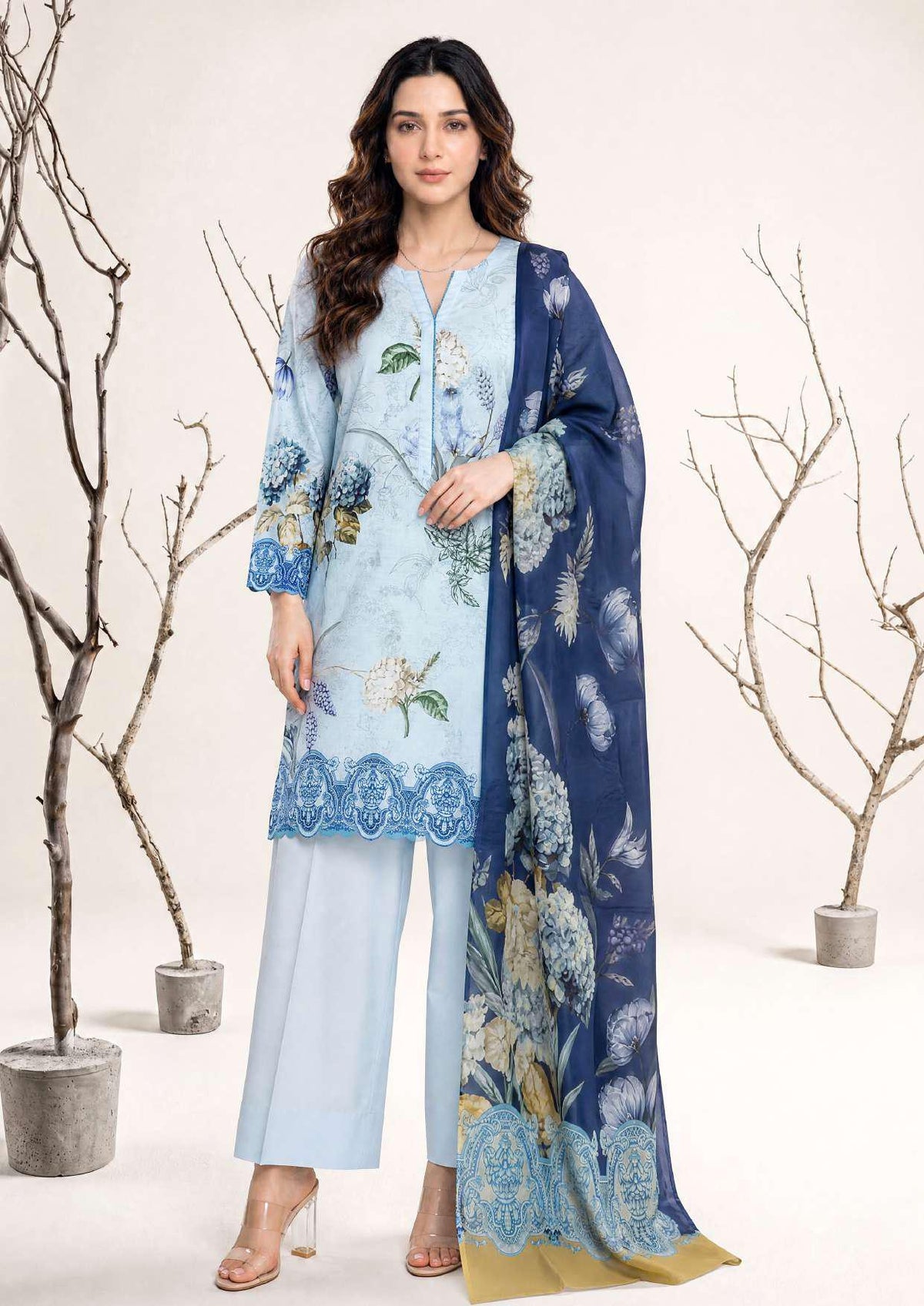 NAAZ by Tawakkal Fabrics | Digital Printed Lawn 3 Piece Unstitched Suit D-4