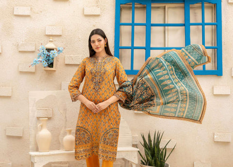 Laveen by Tawakkal Fabrics | Embroidered Digital Printed Lawn 3 Piece Unstitched Suit D-2