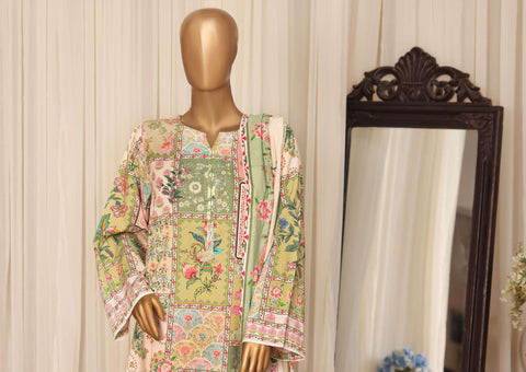 Sadabahar Printed Linen Stitched 3 Piece Suit D-1