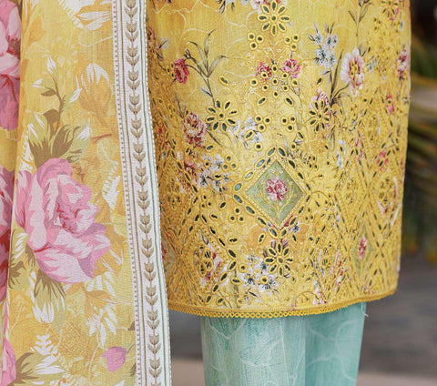 Elegant Embroidered Un-Stitched 3 Piece Collection By HZ Textile D-1