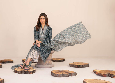 TYLA by Tawakkal Fabrics | Gala Embroidered Rotary Printed Lawn 3 Piece Unstitched Suit D-10