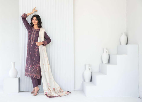 Abdar by Tawakkal | Embroidered Lawn 3 Piece Unstitched Suit D-7