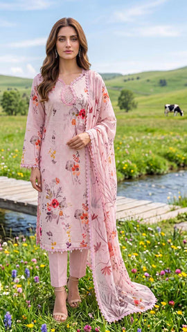 Colors by AlZohaib | Digital Printed 3 Piece Unstitched Lawn Suit D-9