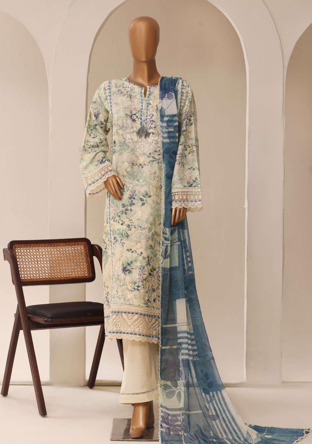 Sadabahar Signature Embroidered Stitched 3 Piece Suit D-1