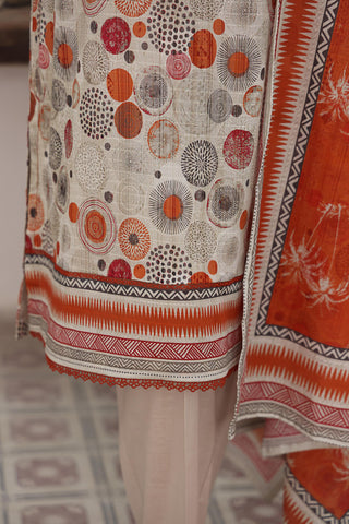 HZ Vital Prints Slub Lawn Dupatta  D-08