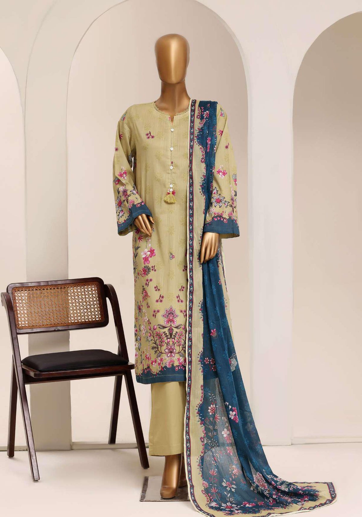 Sadabahar – Printed Lawn | 3 Piece Stitched Suit D-1