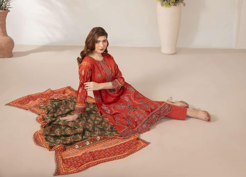 Mamora by Tawakkal Fabrics | Embroidered Digital Printed Lawn 3 Piece Unstitched Suit D-6