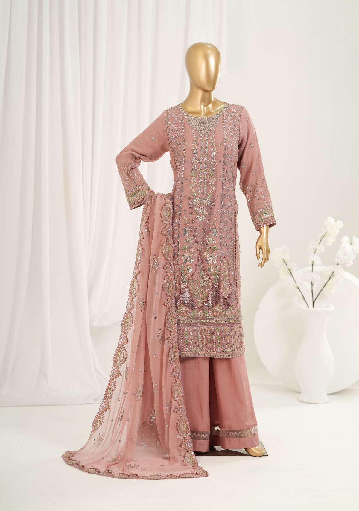 Afsanay by Sadabahar Embroidered Chiffon Stitched 3 Piece Suit D-4
