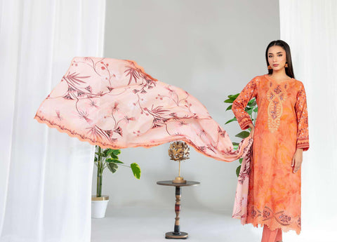 Teyana by Tawakkal Fabrics | Embroidered Digital Printed Lawn 3 Piece Unstitched Suit D-7