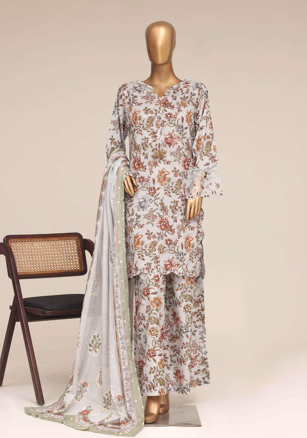 Malika by Sadabahar Vol-4 | Festive Embroidered Lawn 3 Piece Stitched Suit D-4