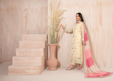 Lashkara by Tawakkal Fabrics | Fancy Embroidered Chiffon 3 Piece Semi-Stitched Suit D-2