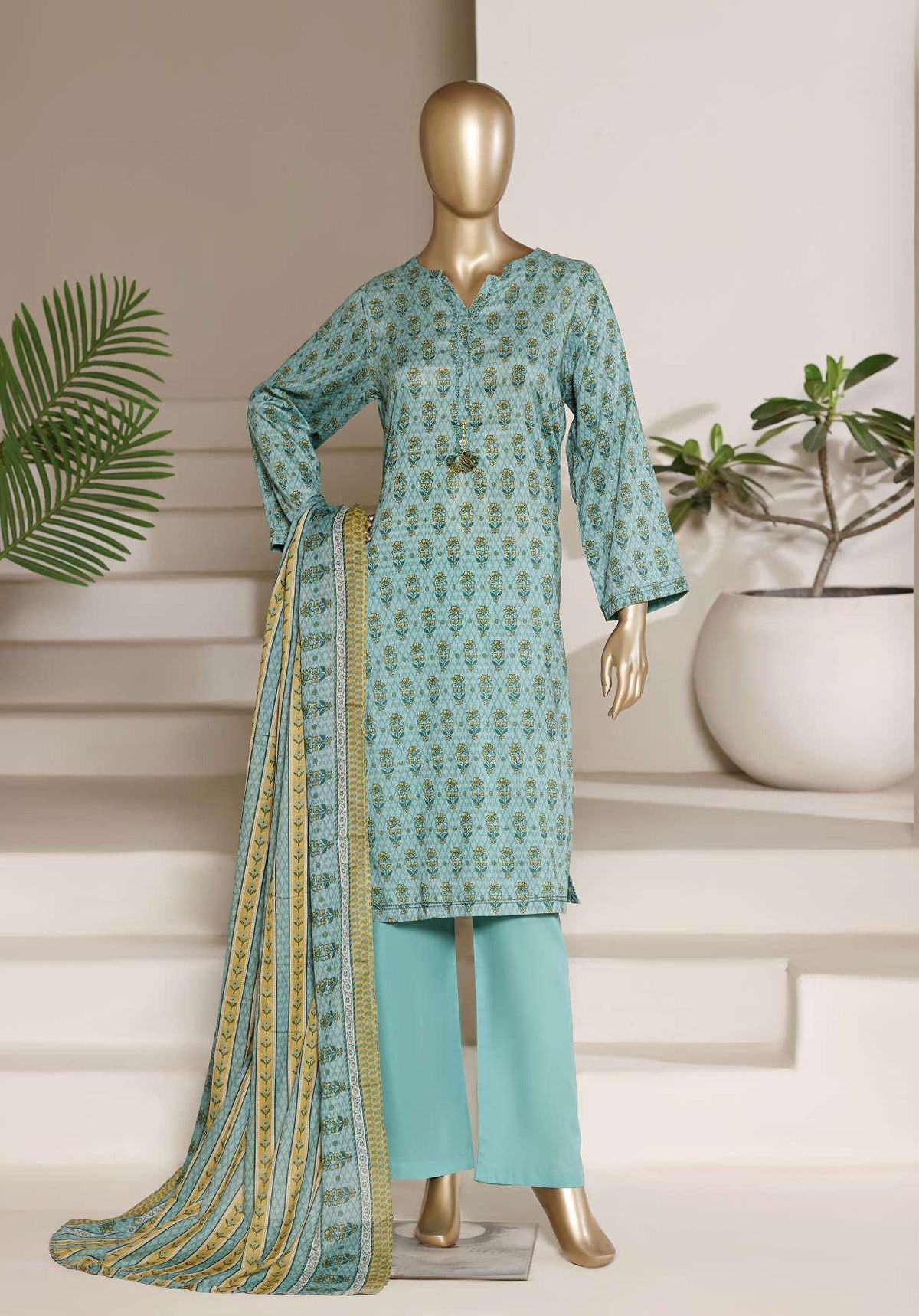 Sadabahar Vol-09 | Printed Lawn 3 Piece Stitched Suit D-1