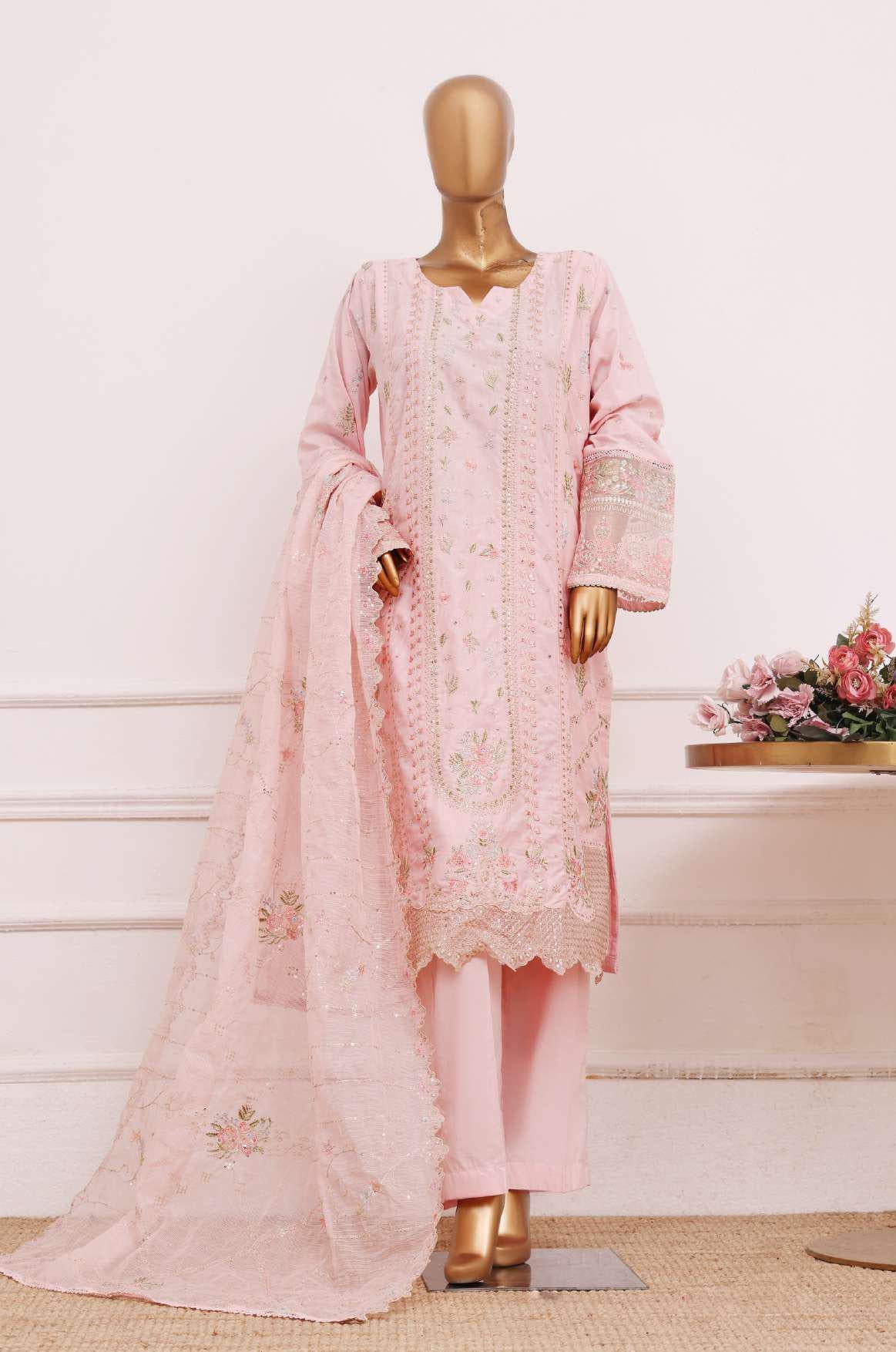 Bin Saeed Luxury | Embroidered Lawn with Chiffon Dupatta 3 Piece Suit D-6