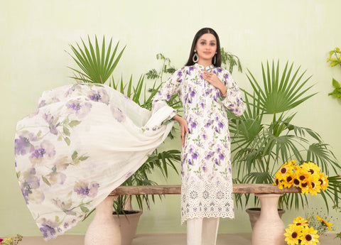 Erva Embroidered Lawn Digital Print By Tawakkal D-03