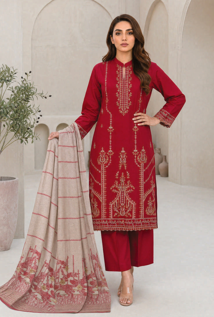 MAHNEER by Tawakkal Fabrics | Embroidered Lawn 3 Piece Unstitched Suit D-3