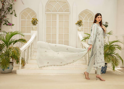 Elisol by Tawakkal Fabrics | Fancy Embroidered Slub Lawn 3 Piece Semi-Stitched Suit D-3