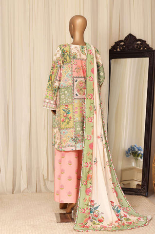 Sadabahar Printed Linen Stitched 3 Piece Suit D-1