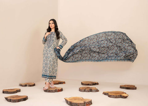 TYLA by Tawakkal Fabrics | Gala Embroidered Rotary Printed Lawn 3 Piece Unstitched Suit D-9