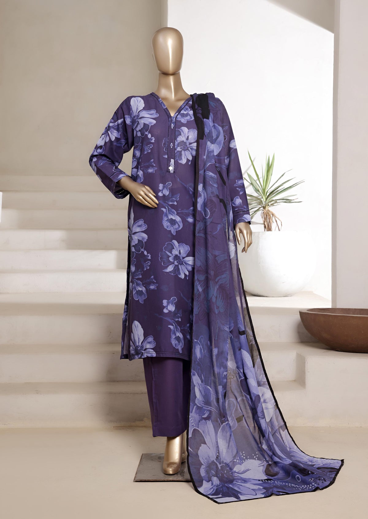 Printed Cambric Lawn Vol-01 By Sadabahar D-9