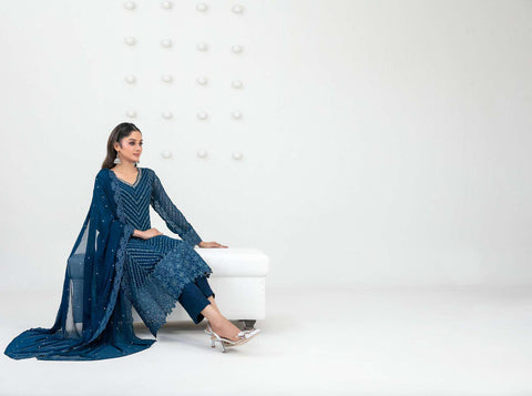 SATORI by Tawakkal Fabrics | Fancy Embroidered Chiffon 3 Piece Semi-Stitched Suit D-3