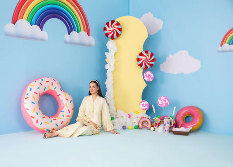 CLOUDS 2 Piece Stitched Printed Crepe Suit D-4
