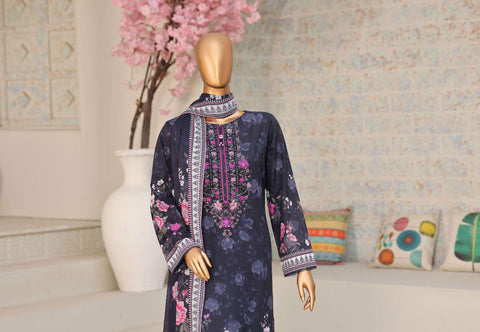 Premium Daily Wear by HZ Textiles Vol-5 | Embroidered Lawn 3 Piece Unstitched Suit D-8