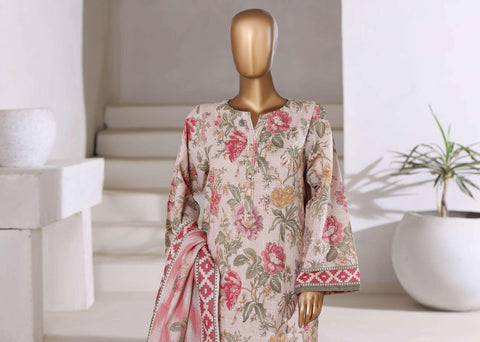 Sadabahar Printed Khaddar With Shimmer Ready To Wear 3Pc D-1