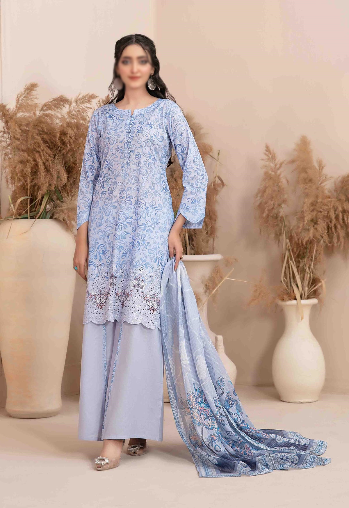 Meheroon Embroidered Lawn Digital Print D-04