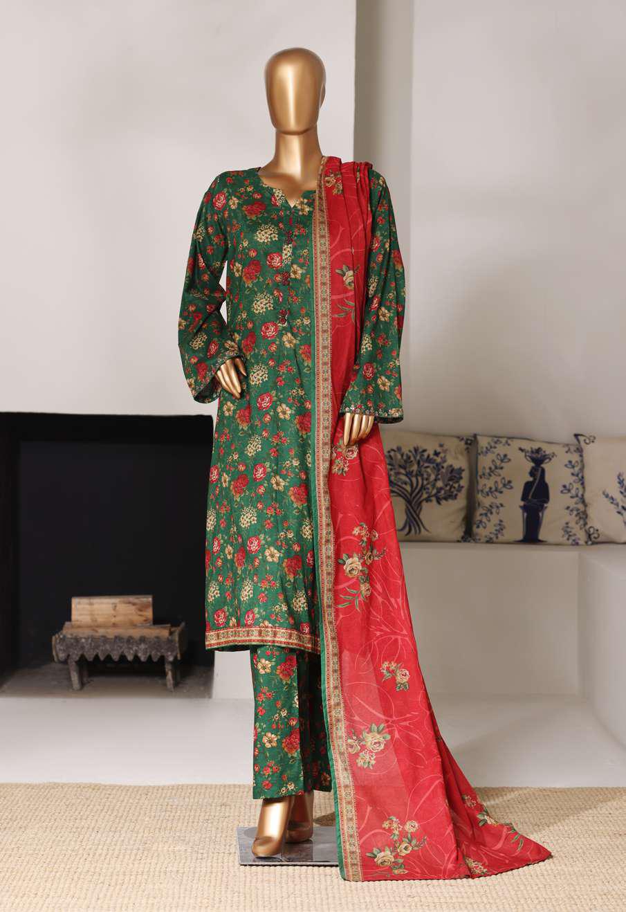 Bin Saeed Printed Stitch Lawn 2026 | 3 Piece Stitched Suit D-10