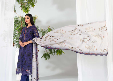 Teyana by Tawakkal Fabrics | Embroidered Digital Printed Lawn 3 Piece Unstitched Suit D-6