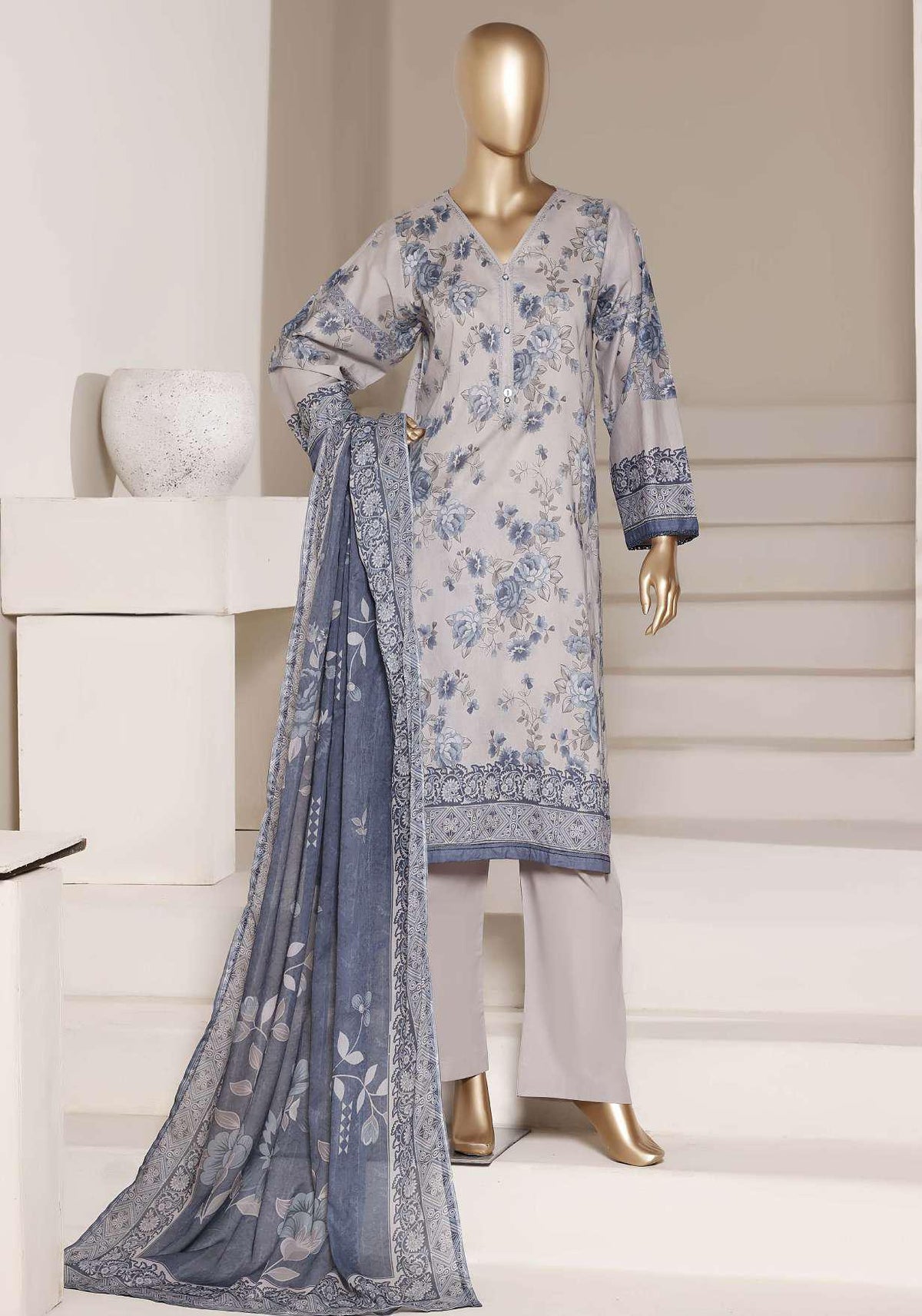 Sadabahar Luxury Lawn Printed 3 Piece Stitched Suit D-1