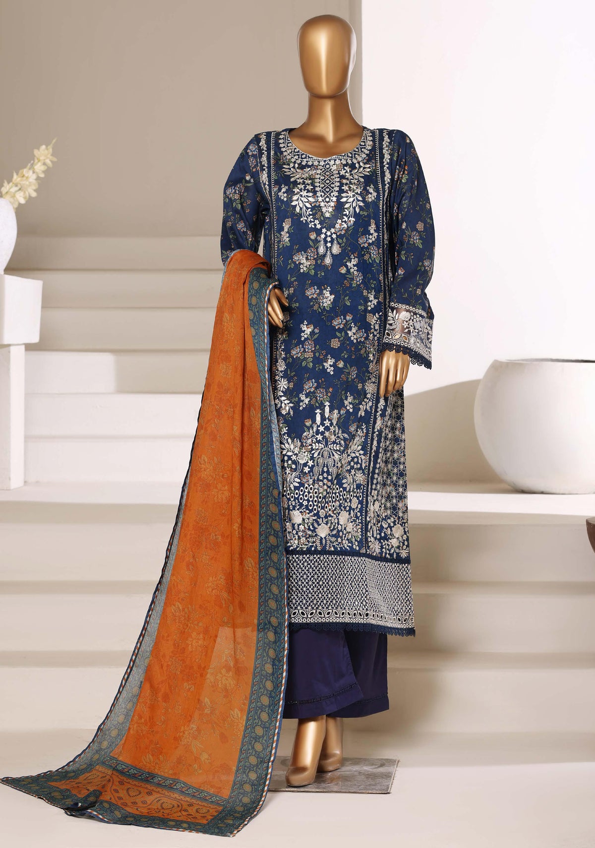 Luxury Lawn Signature  Heavy Embroidered 3 Piece Stitched Suit By Sadabahar D-3