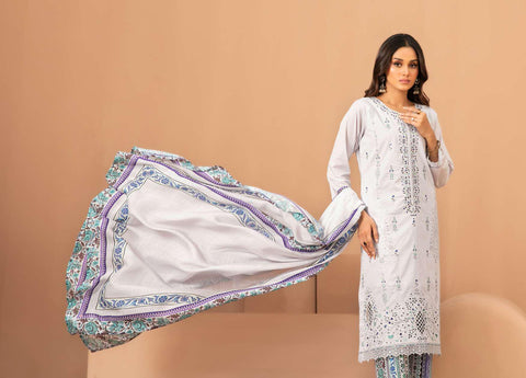 Lillia by Shahid Tawakkal | Fancy Embroidered Lawn 3 Piece Unstitched Suit D-4